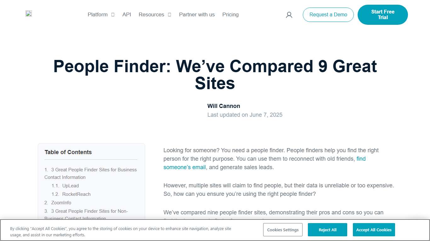 People Finder: We've Compared 9 Great Sites - UpLead
