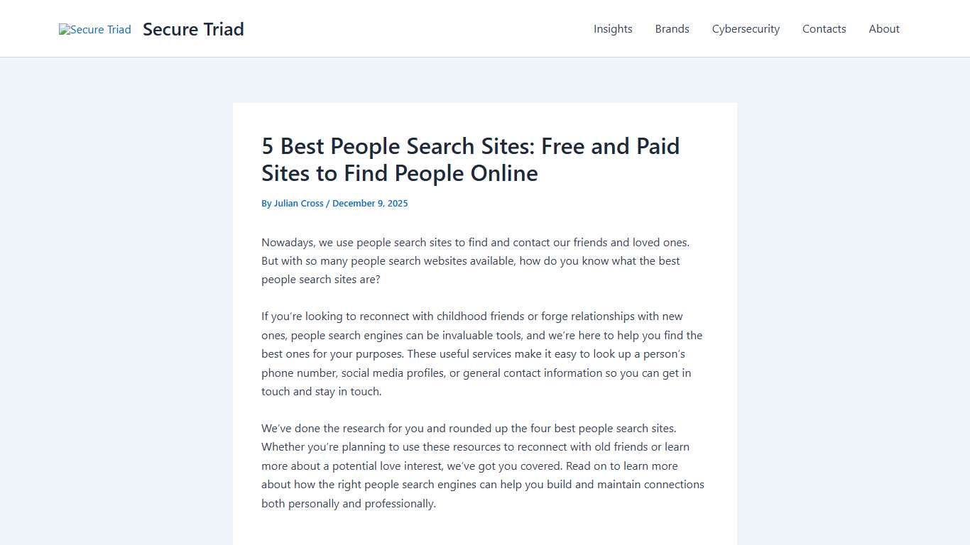 5 Best People Search Sites (2026): Free and Paid | Secure Triad
